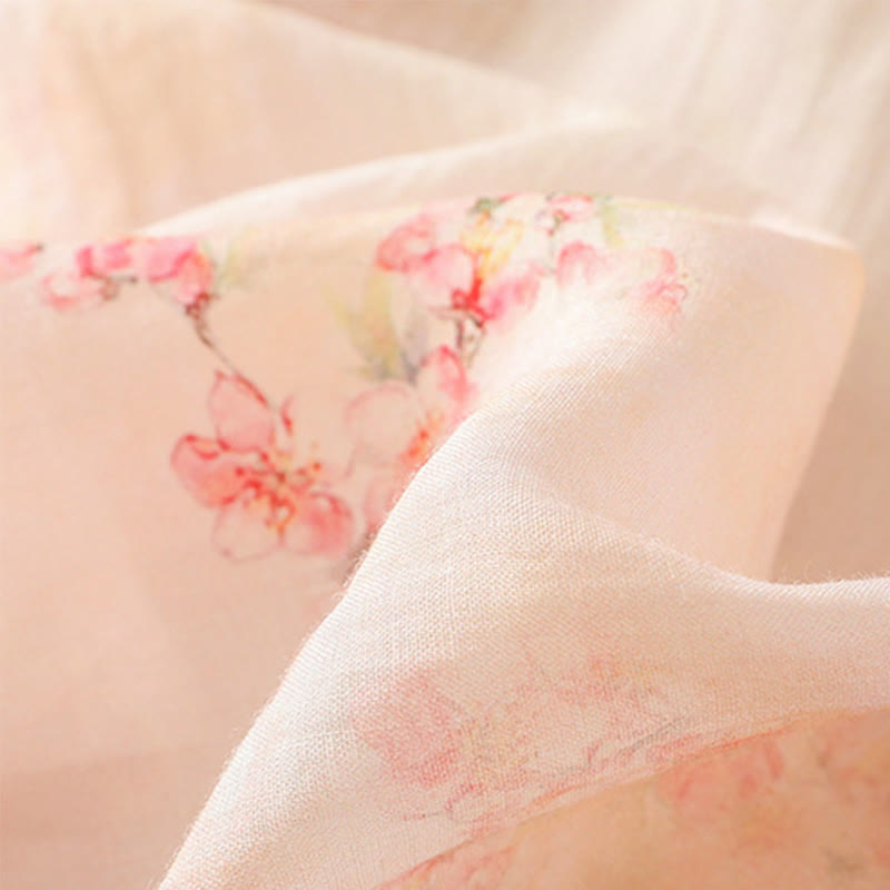 Buddha Stones Plant Printed Crew Neck Frog Button Design Women's Polyester Three Quarter Sleeve Shirt - image 13