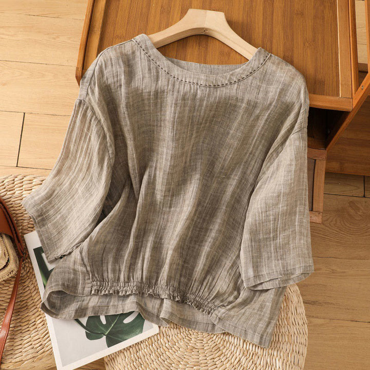 Buddha Stones Casual Summer Plain Crew Neck Women's Three Quarter Sleeve T-Shirt - Tan - US14，UK/AU18，EU46 (2XL) - image 16