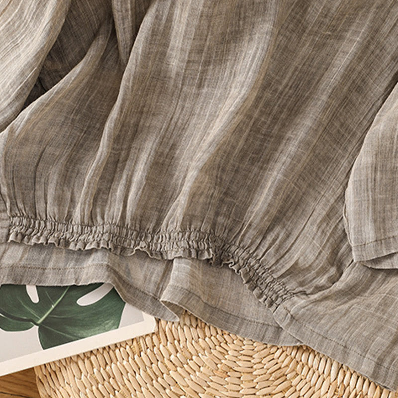 Buddha Stones Casual Summer Plain Crew Neck Women's  Cotton Linen Three Quarter Sleeve T-Shirt - image 23