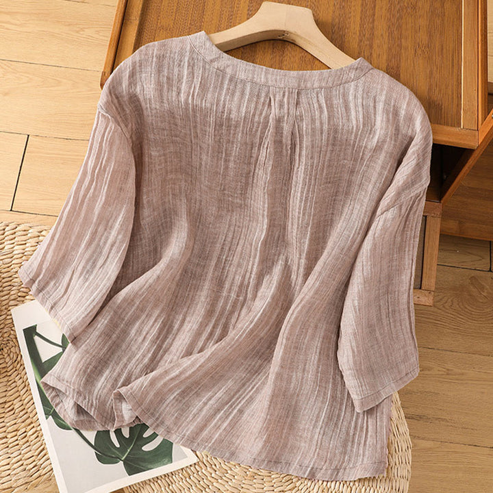 Buddha Stones Casual Summer Plain Crew Neck Women's Three Quarter Sleeve T-Shirt - Thistle - US12，UK/AU16，EU44 (2XL) - image 24