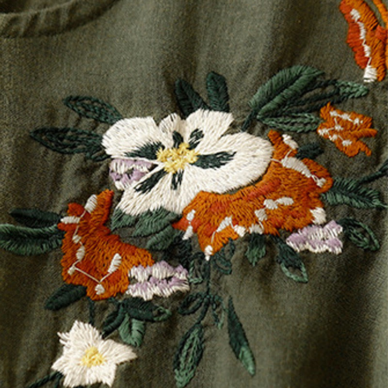 Buddha Stones Casual Summer Embroidered Crew Neck Women's  Cotton Short Sleeve T-shirt - image 21