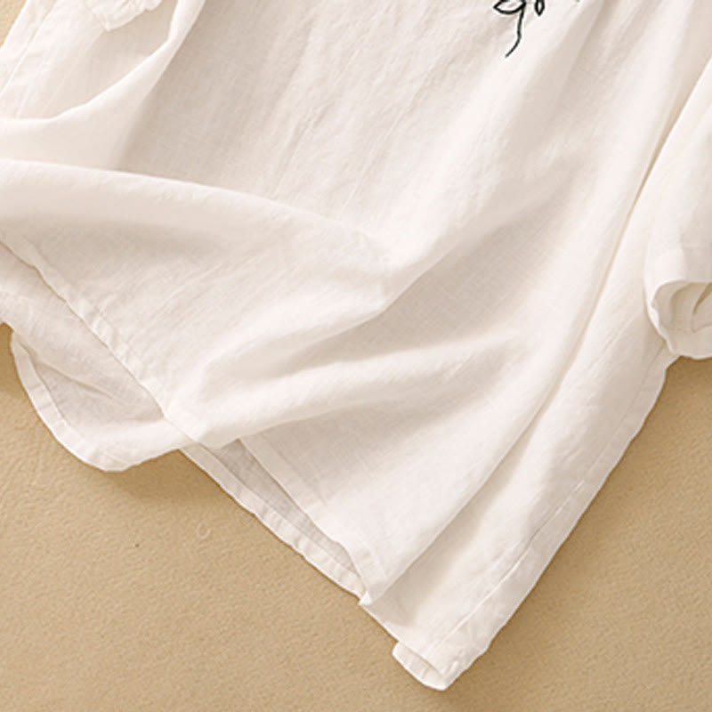 Buddha Stones Casual Summer Embroidered Crew Neck Women's  Cotton Short Sleeve T-shirt - image 14