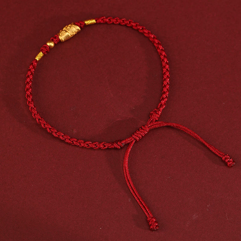 Buddha Stones 999 Gold Luck Protection Koi Fish Handmade Braided String Bracelet - image 4