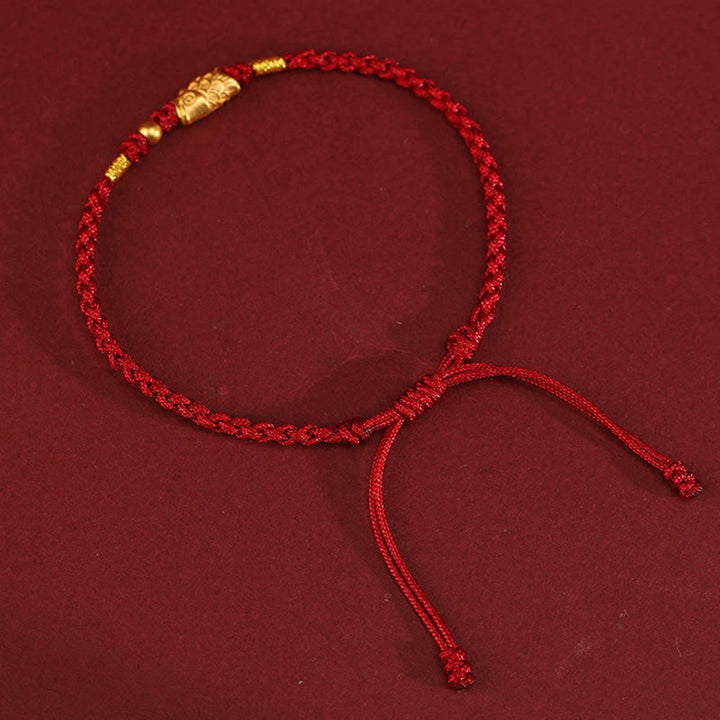 Buddha Stones 999 Gold Luck Protection Koi Fish Handmade Braided String Bracelet - image 4