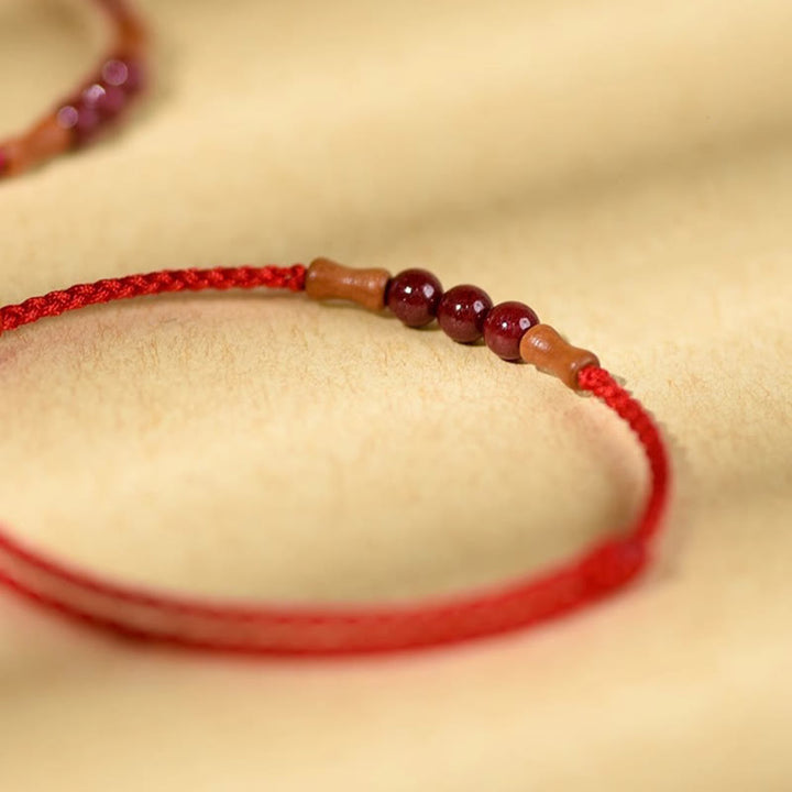 Buddha Stones Cinnabar Beads Peach Wood Blessing String Bracelet