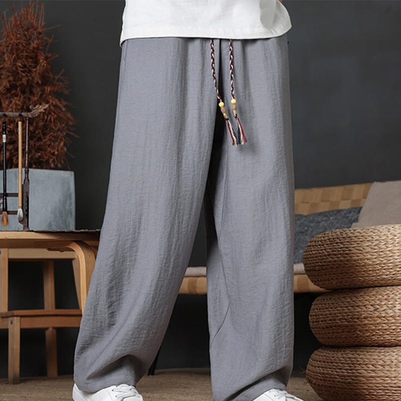 Buddha Stones Casual Plain Color Drawstring Design Men's Pants With Pockets - Gray - US/UK/AU46，EU56 (5XL) - image 19