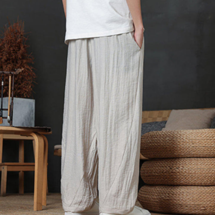 Buddha Stones Casual Plain Color Drawstring Design Men's Pants With Pockets - image 13