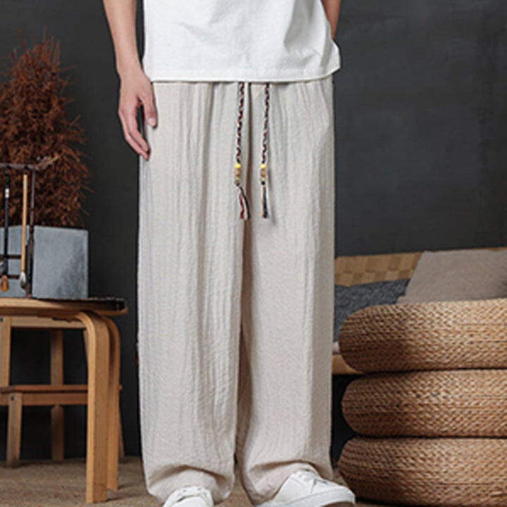 Buddha Stones Casual Plain Color Drawstring Design Men's Pants With Pockets - image 16