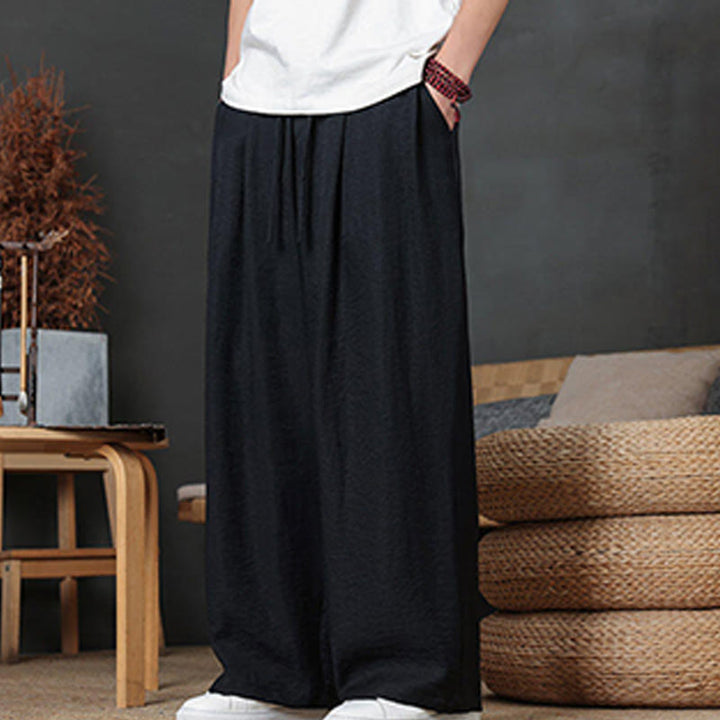 Buddha Stones Casual Plain Color Drawstring Design Men's Pants With Pockets - image 36
