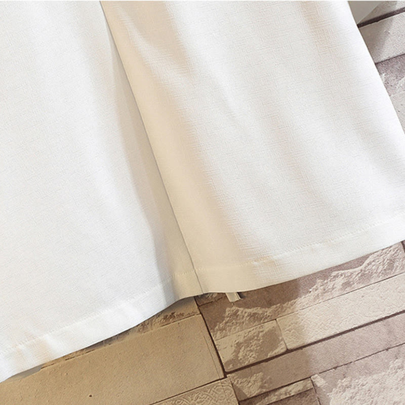 Buddha Stones Embroidery Dragon Phoenix Auspicious Cloud Waves Leaves Cranes Open Front Jacket Men's Kimono - image 31