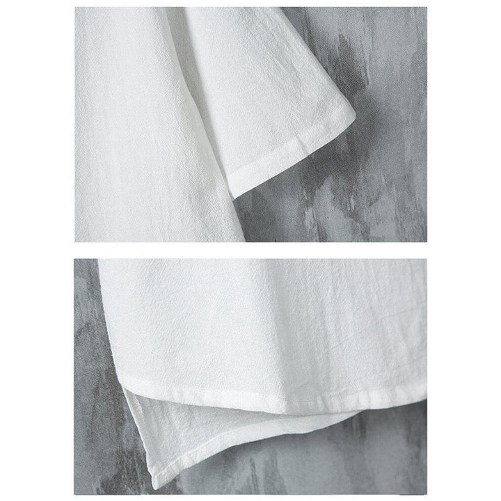 Buddha Stones Summer Plain Tang Suit Frog-Button Design Men's Short Sleeve Cotton Shirt - image 6