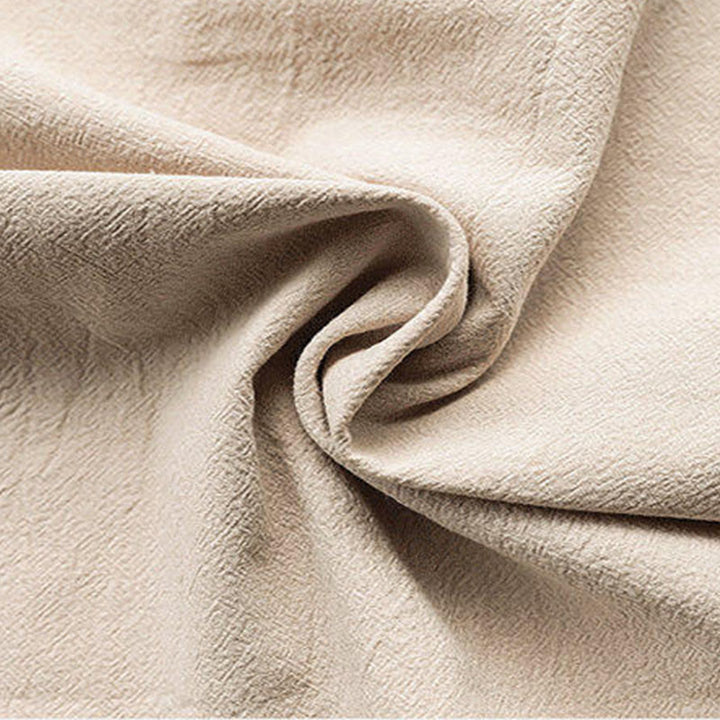 Buddha Stones Summer Frog-Button Yellow Bamboo Leaves Half Sleeve Men's Linen Shirt - image 8