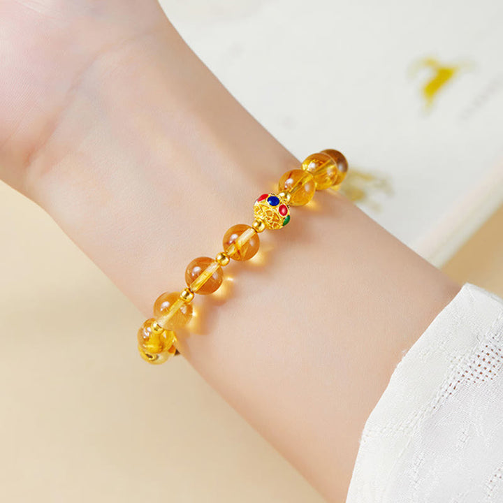 Buddha Stones 925 Sterling Silver Fu Character Citrine Tiger Eye Protection Bracelet - image 9