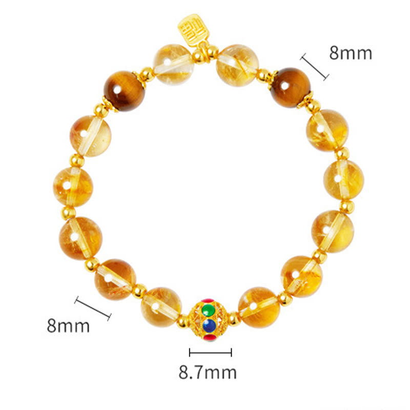 Buddha Stones 925 Sterling Silver Fu Character Citrine Tiger Eye Protection Bracelet - image 13