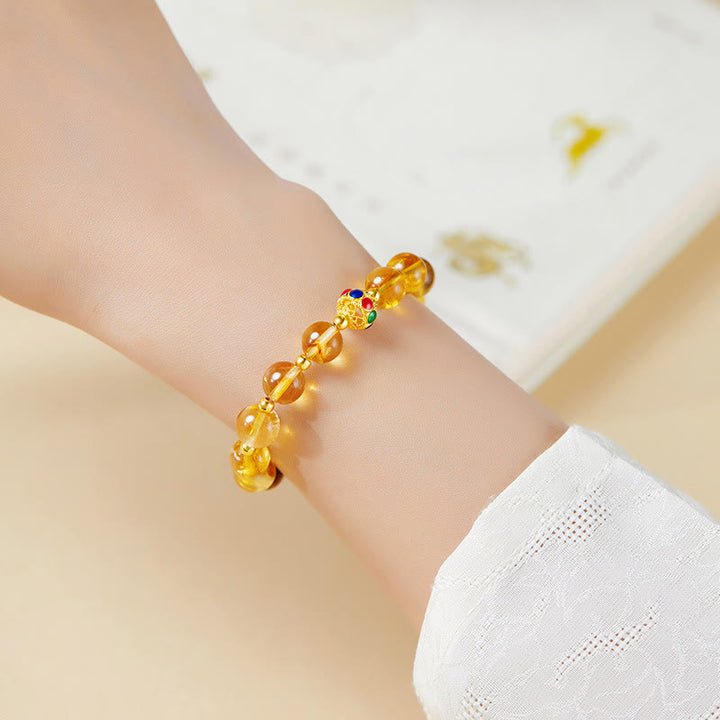 Buddha Stones 925 Sterling Silver Fu Character Citrine Tiger Eye Protection Bracelet - image 10