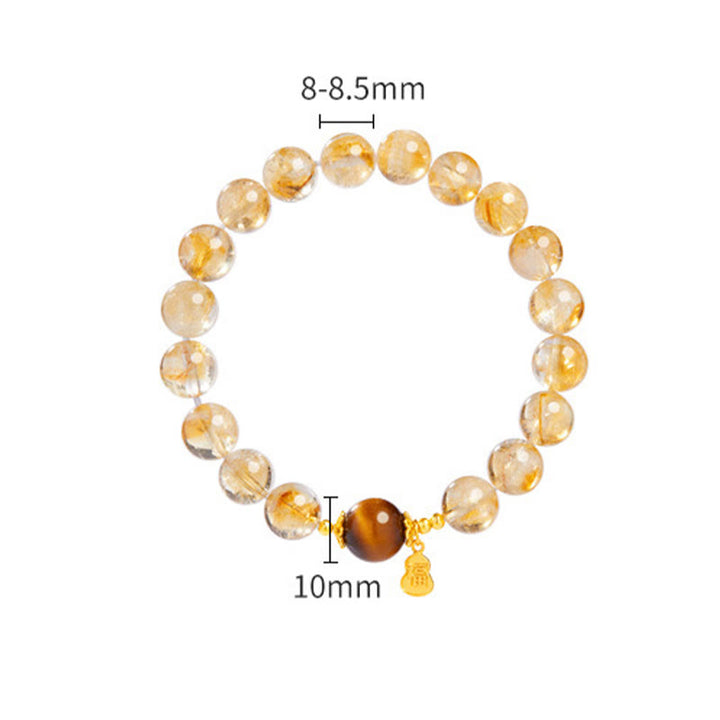 Buddha Stones 925 Sterling Silver Gourd Fu Character Citrine Tiger Eye Prosperity Bracelet - image 11