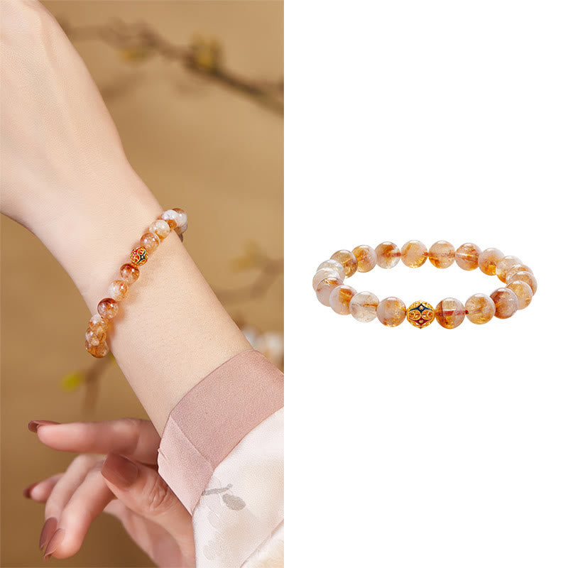 Buddha Stones 999 Sterling Silver Natural Citrine Flower Balls Beads Protection Bracelet - image 9