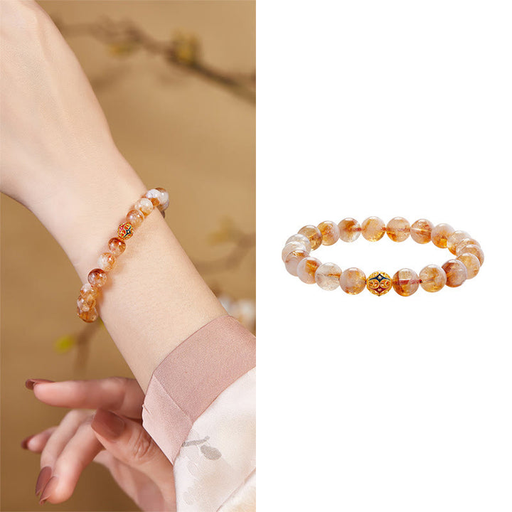 Buddha Stones 999 Sterling Silver Natural Citrine Flower Balls Beads Protection Bracelet - image 9