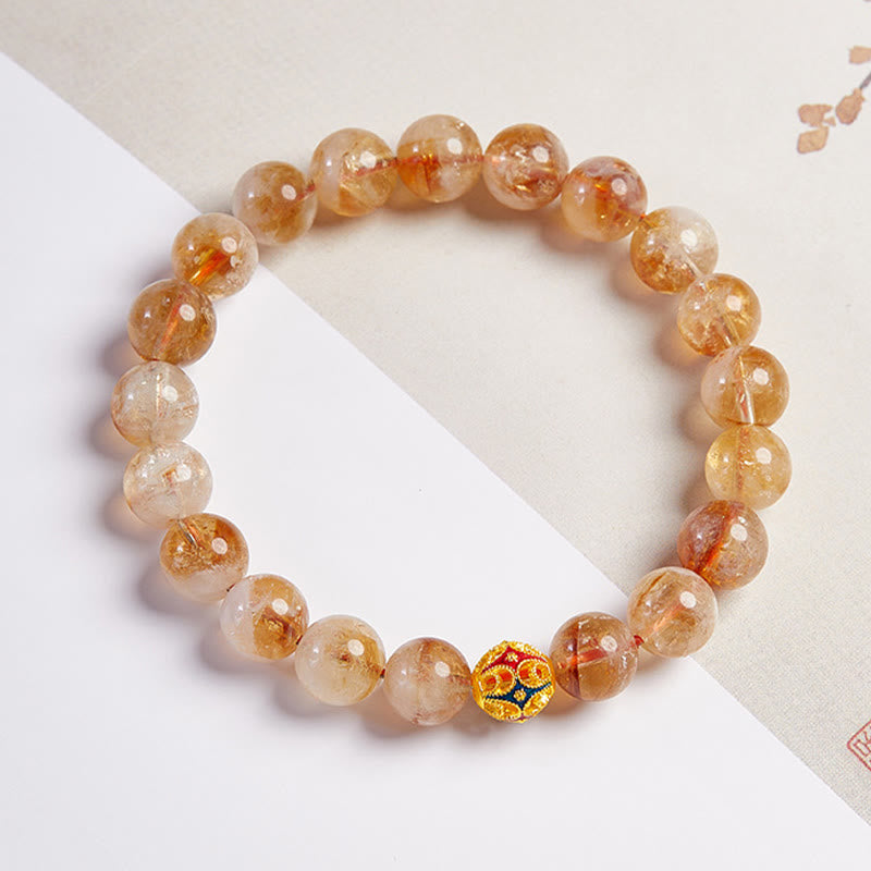 Buddha Stones 999 Sterling Silver Natural Citrine Flower Balls Beads Protection Bracelet - image 3