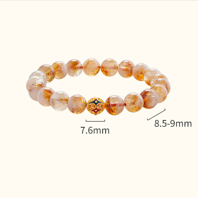Buddha Stones 999 Sterling Silver Natural Citrine Flower Balls Beads Protection Bracelet