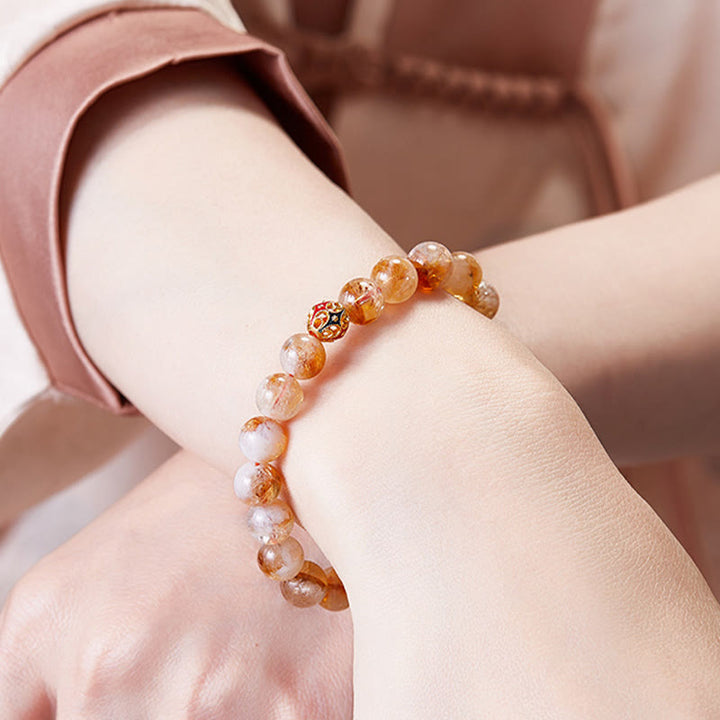 Buddha Stones 999 Sterling Silver Natural Citrine Flower Balls Beads Protection Bracelet - image 7