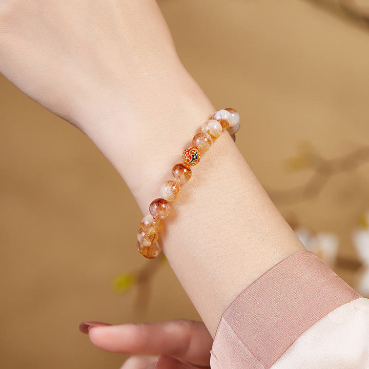 Buddha Stones 999 Sterling Silver Natural Citrine Flower Balls Beads Protection Bracelet