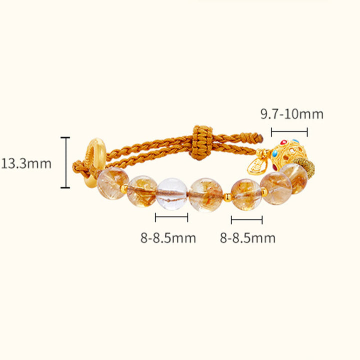 Buddha Stones 925 Sterling Silver Natural Citrine White Crystal Peace Buckle Meaning Fu Character Protection Braided String Bracelet - image 9