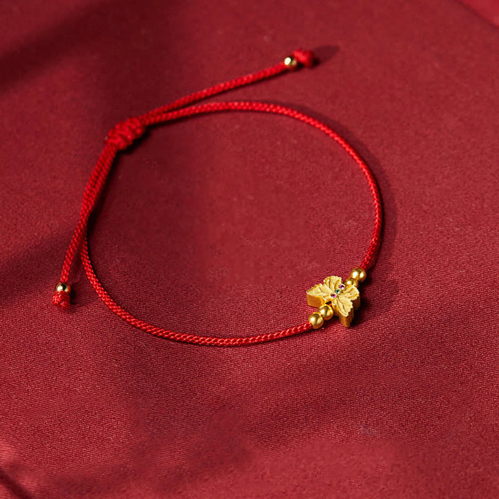 Buddha Stones 999 Sterling Silver Butterfly Red String Strength Bracelet - image 2