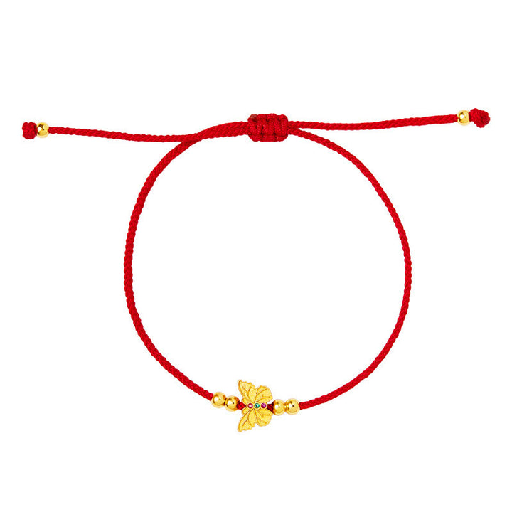 Buddha Stones 999 Sterling Silver Butterfly Red String Strength Bracelet