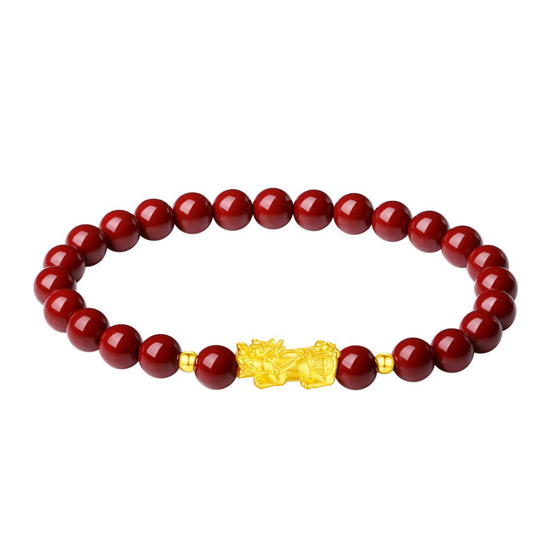 Buddha Stones 999 Gold 5D Hard Gold Cinnabar PiXiu Calm Bracelet - image 10