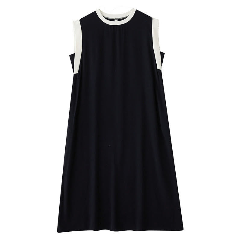 Buddha Stones Pure Color Slit Design Sleeveless Cotton Midi Dress With Pockets - image 7