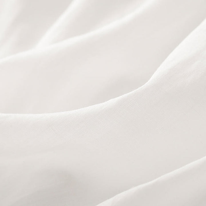 Buddha Stones Commute Embroidery Pleated Button Drawstring Design Cotton Linen Ruffled Short Sleeve Midi Dress - image 8