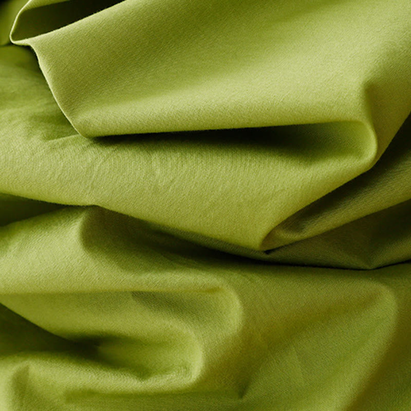 Buddha Stones Vintage Lace-Up Simple Design Cotton Linen Three Quarter Puff Sleeve Midi Dress With Pockets - image 4