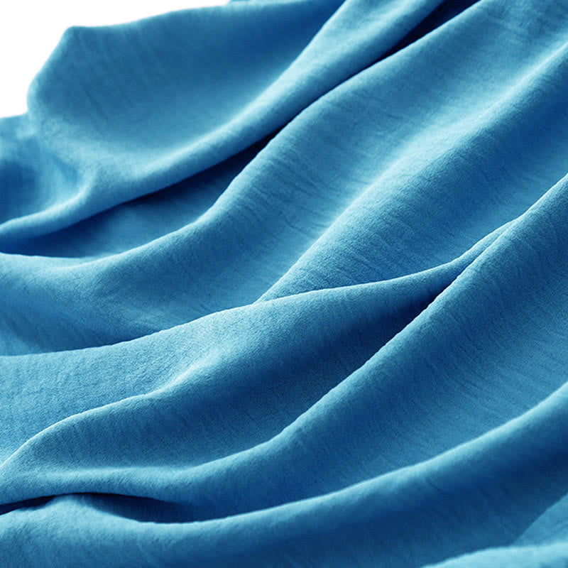 Buddha Stones Casual Plain Handmade Lace-up Midi Dress Cotton Linen Sleeveless Dress With Pockets - image 10