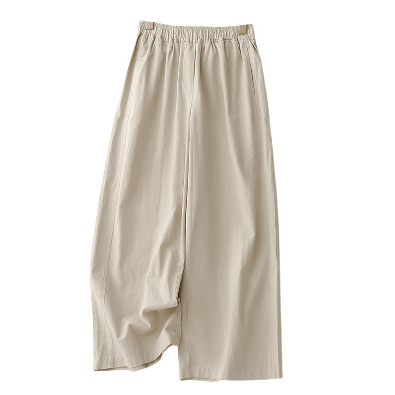 Buddha Stones Spring Commute Solid Color High Waist Women's Wide Leg Cotton Linen Pants With Pockets - image 10