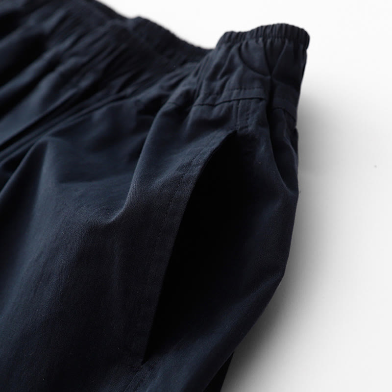 Buddha Stones Spring Commute Solid Color High Waist Women's Wide Leg Cotton Linen Pants With Pockets - image 14