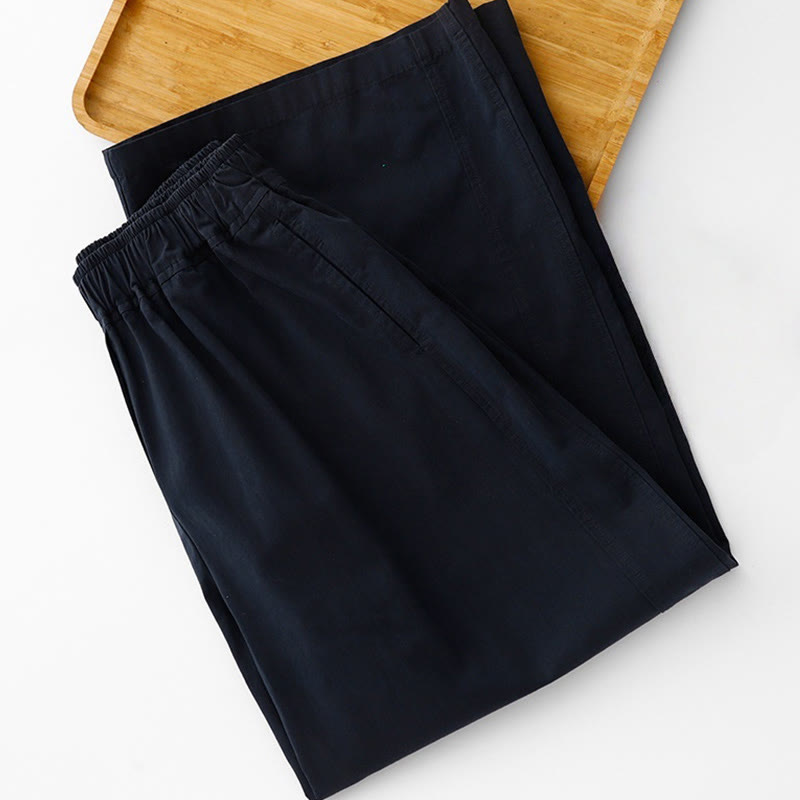 Buddha Stones Spring Commute Solid Color High Waist Women's Wide Leg Cotton Linen Pants With Pockets - image 12