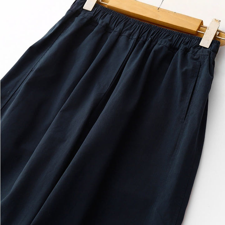 Buddha Stones Spring Commute Solid Color High Waist Women's Wide Leg Cotton Linen Pants With Pockets - image 13