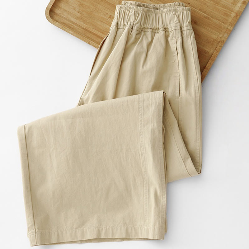 Buddha Stones Spring Commute Solid Color High Waist Women's Wide Leg Cotton Linen Pants With Pockets - image 18