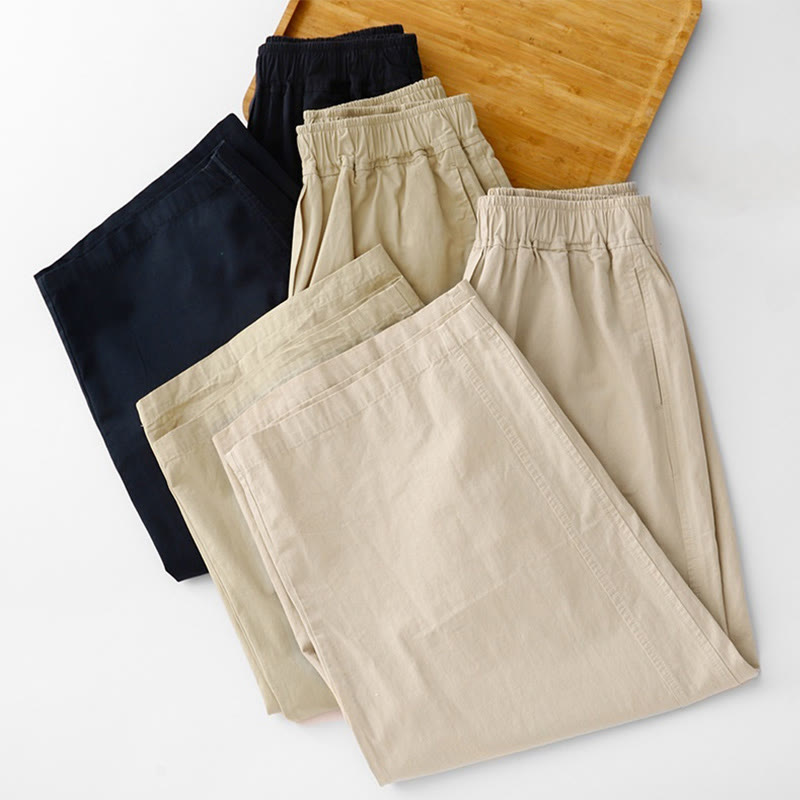 Buddha Stones Spring Commute Solid Color High Waist Women's Wide Leg Cotton Linen Pants With Pockets - image 25