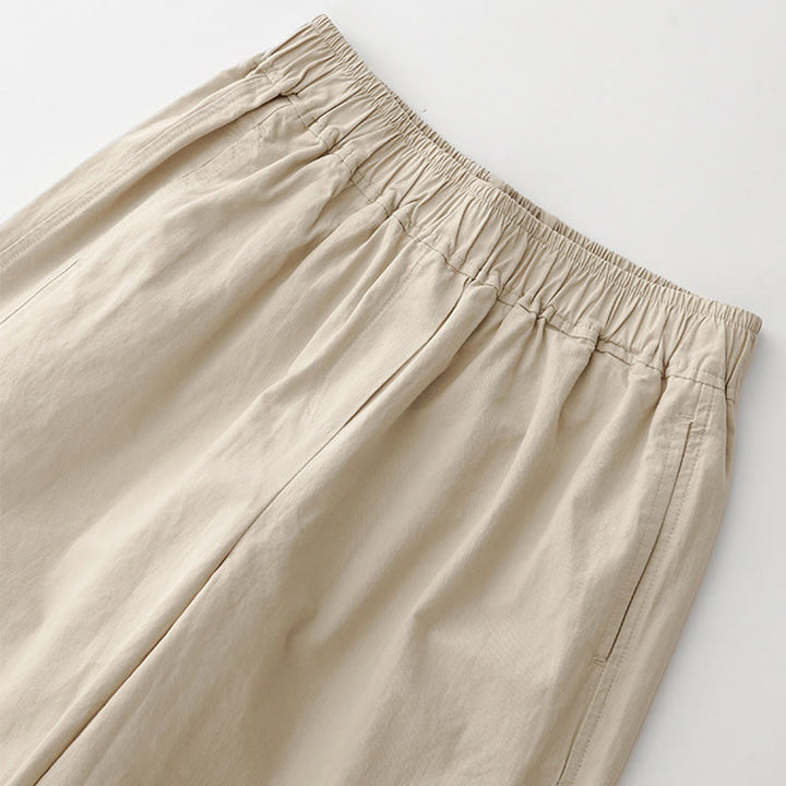 Buddha Stones Spring Commute Solid Color High Waist Women's Wide Leg Cotton Linen Pants With Pockets - image 4
