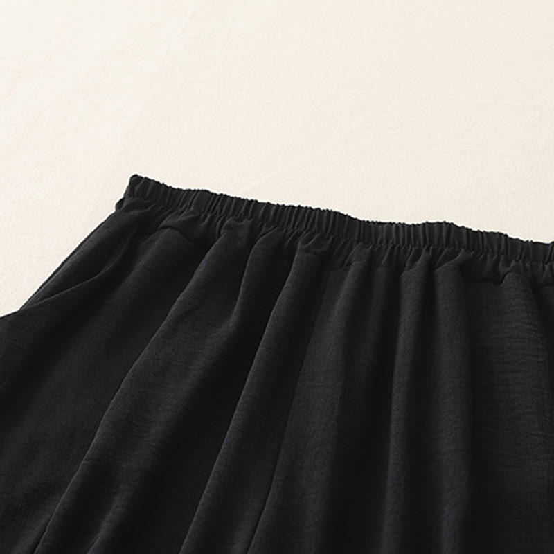 Buddha Stones Commute Casual Plain Frog-Button Design Women's Harem Cotton Linen 7-8 Length Pants With Pockets - image 11