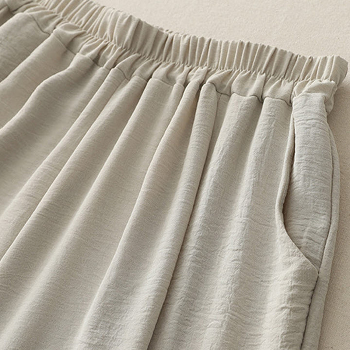 Buddha Stones Commute Casual Plain Frog-Button Design Women's Harem Cotton Linen 7-8 Length Pants With Pockets - image 5