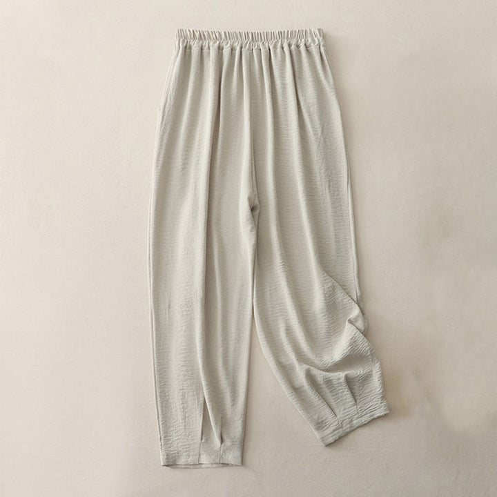 Buddha Stones Commute Casual Plain Frog-Button Design Women's Harem Cotton Linen 7-8 Length Pants With Pockets - image 2