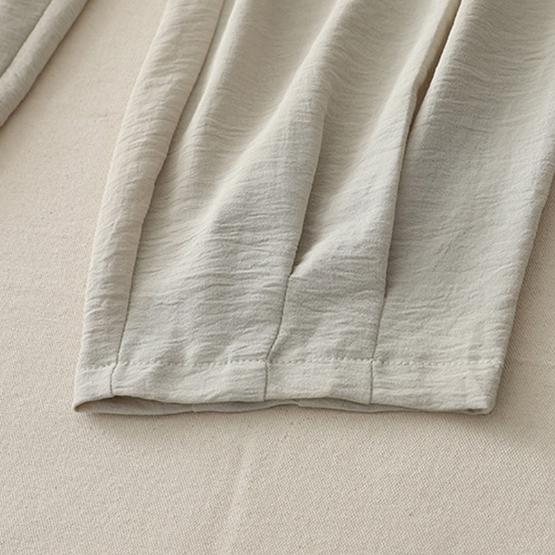 Buddha Stones Commute Casual Plain Frog-Button Design Women's Harem Cotton Linen 7-8 Length Pants With Pockets - image 9