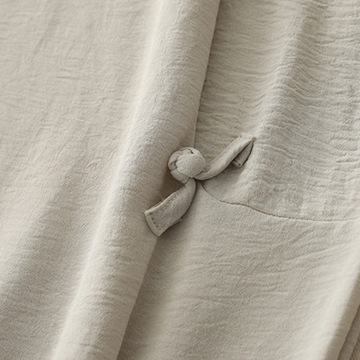 Buddha Stones Commute Casual Plain Frog-Button Design Women's Harem Cotton Linen 7-8 Length Pants With Pockets - image 7