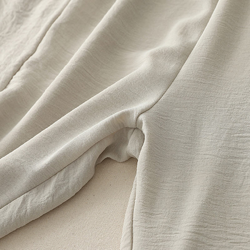Buddha Stones Commute Casual Plain Frog-Button Design Women's Harem Cotton Linen 7-8 Length Pants With Pockets - image 8