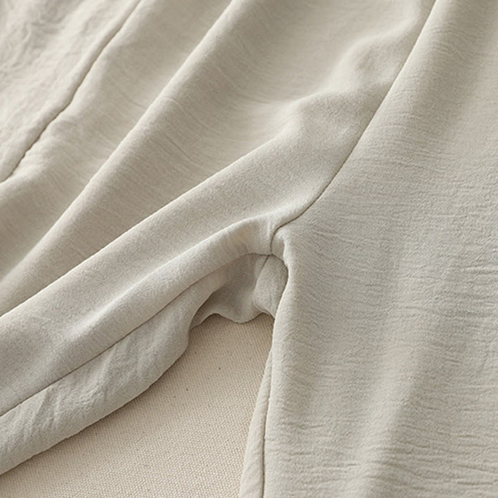 Buddha Stones Commute Casual Plain Frog-Button Design Women's Harem Cotton Linen 7-8 Length Pants With Pockets - image 8