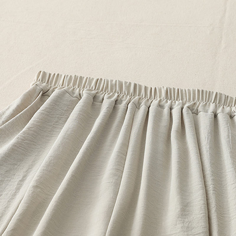 Buddha Stones Commute Casual Plain Frog-Button Design Women's Harem Cotton Linen 7-8 Length Pants With Pockets - image 2