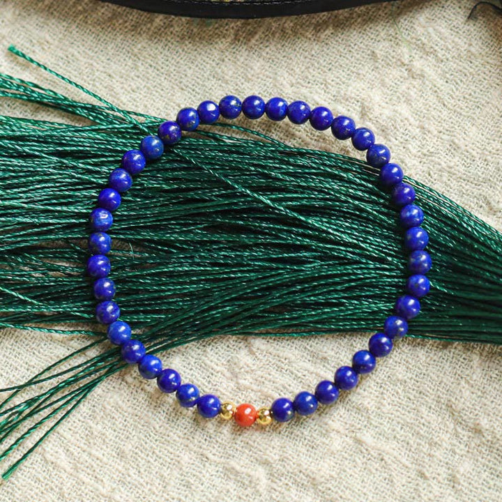 Buddha Stones Small Lazurite Lapis Lazuli Cinnabar Ultra-thin Beads Positive Bracelet - image 2